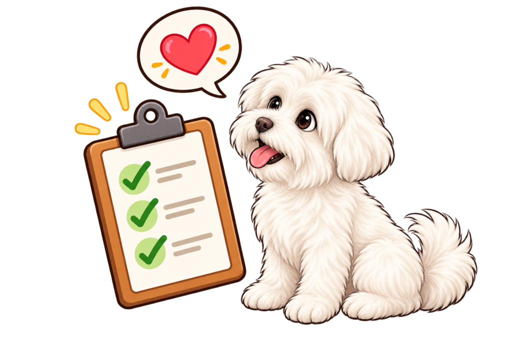 chien joyeux et checklist d’amour